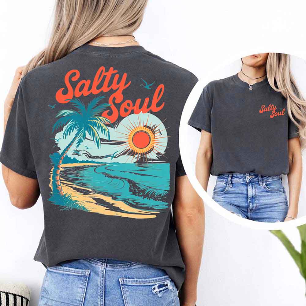 Salty Soul Comfort Colors Tee – Women’s Summer Beach Shirt Adorb Custom Tees